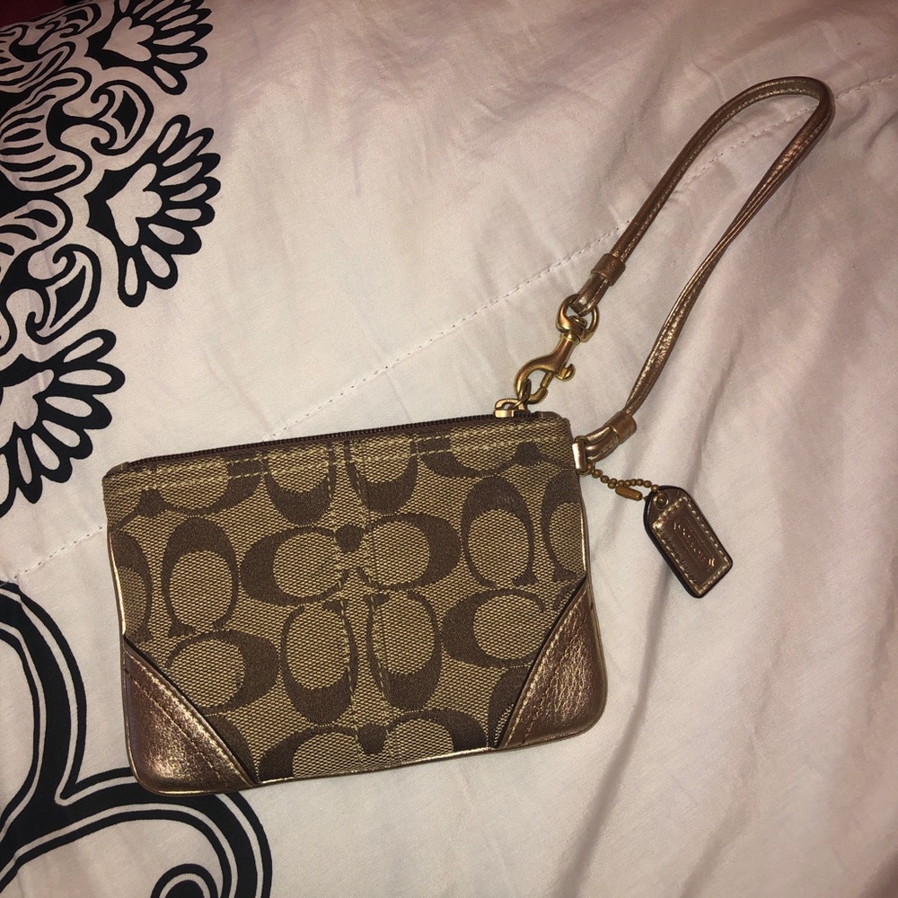 Coach gold wristlet